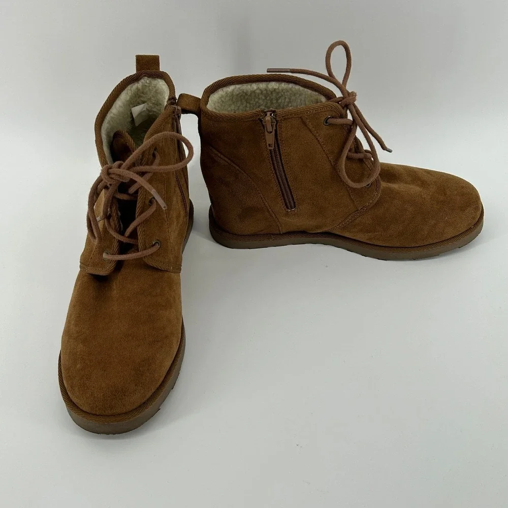 Dunes Kim Brown Faux Suede Lined Hidden Wedge Ankle Boots 9M Fall Streetwear